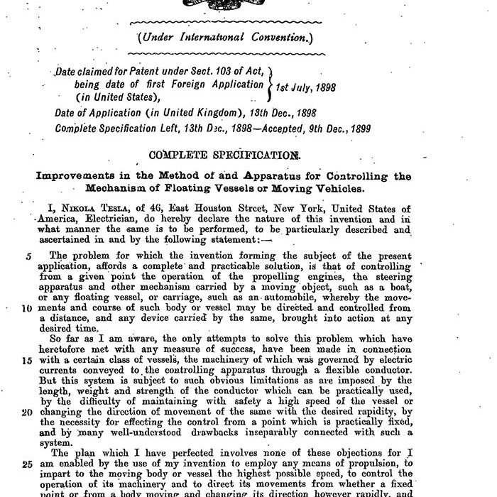 Никола Тесла получил более 300 патентов