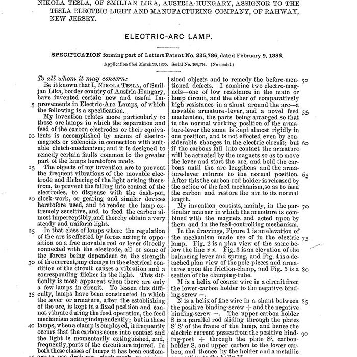 Никола Тесла получил более 300 патентов