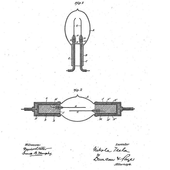 Никола Тесла получил более 300 патентов