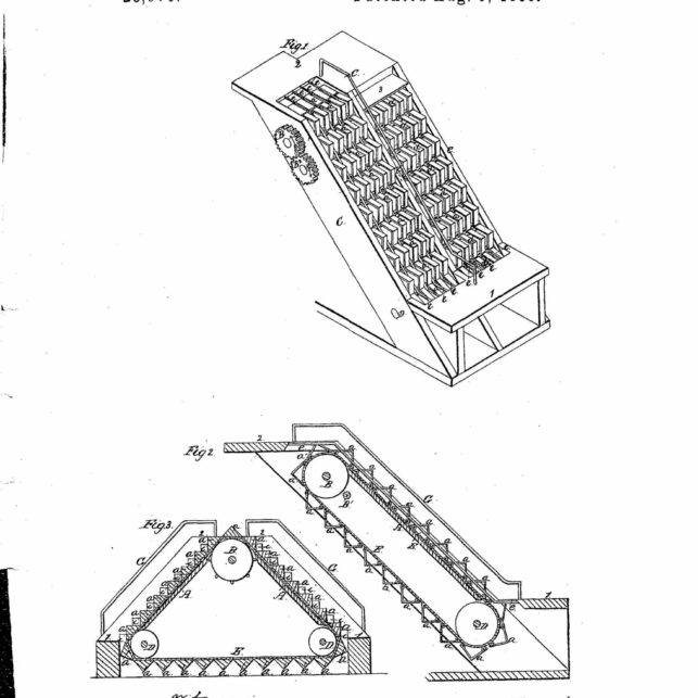 патент US25076 Натан Эймс назвал Revolving stairs («Вращающиеся лестницы»