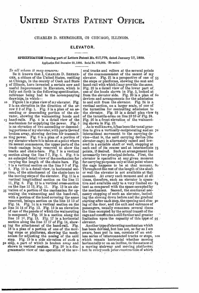 Elevator («Лифт») получил еще один американский изобретатель Чарльз Сибергер