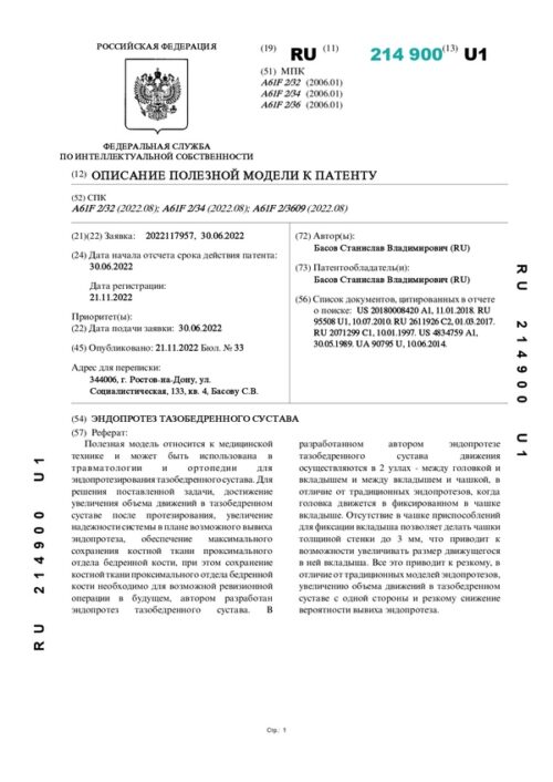 описание полезной модели к патенту RU 214900