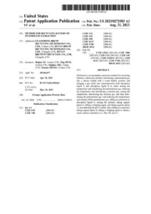 US 2023272503 Способ утилизации аккумуляторной батареи путем неполного извлечения