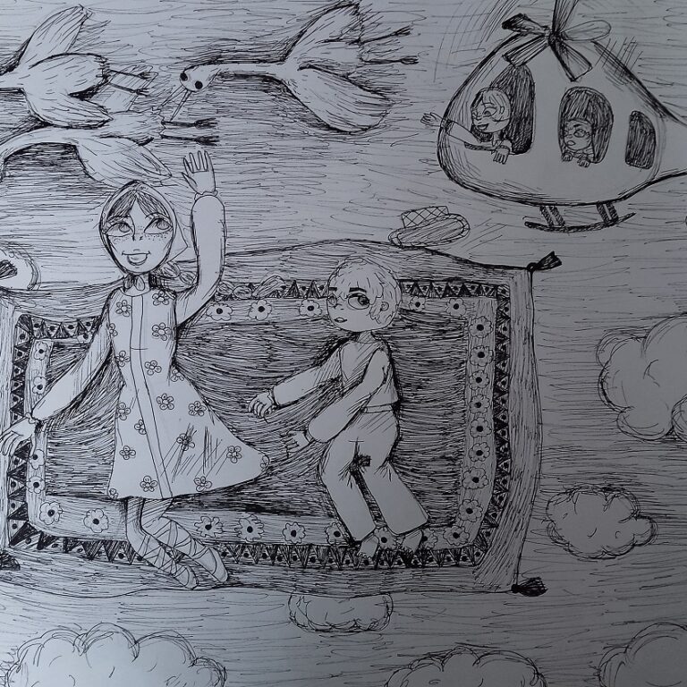 Иван-царевич летящий на ковре-самолете