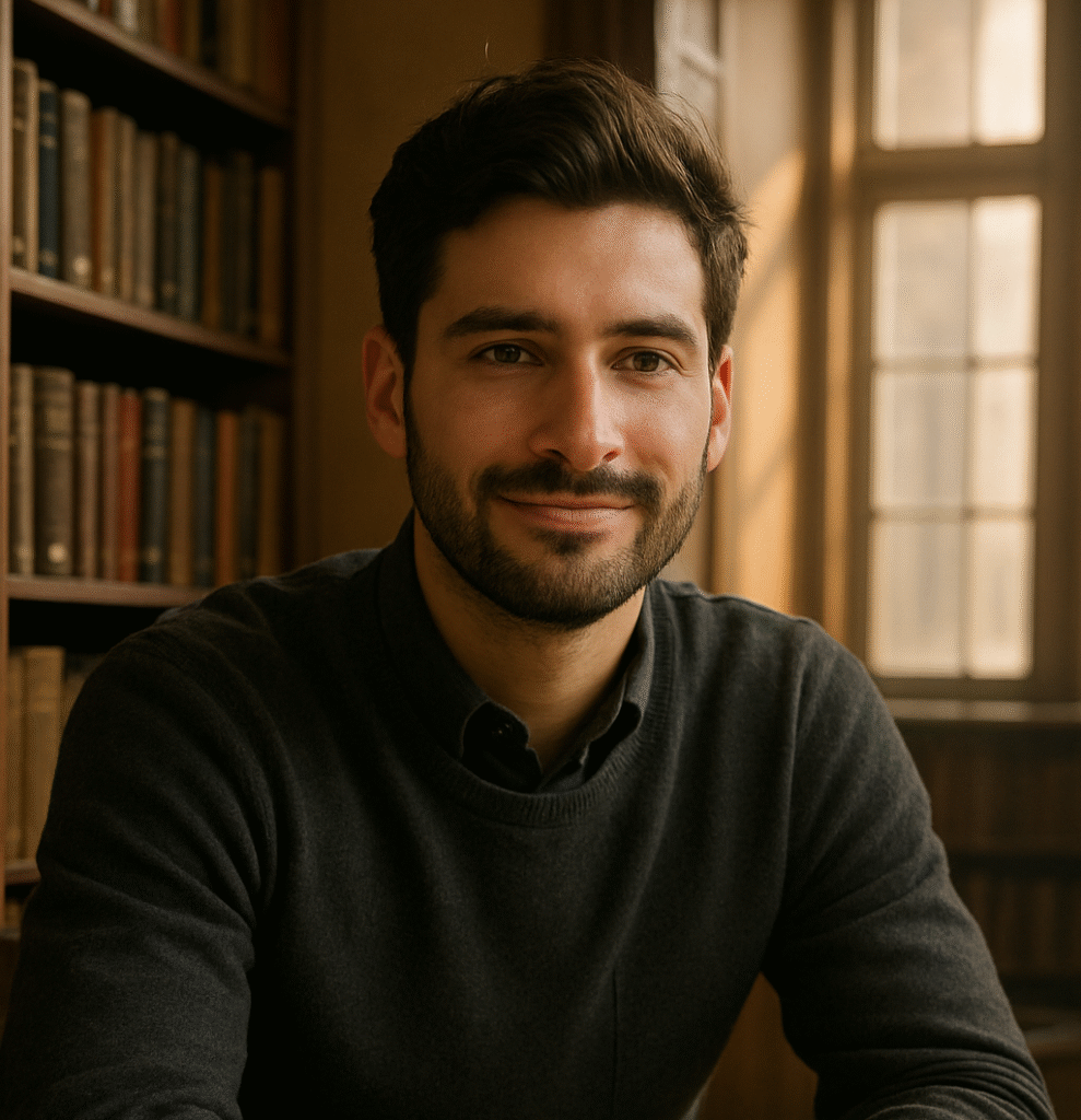 20250911_1124_Benevolent Librarian Portrait_simple_compose_01k4vxz8cjef7t45enwn9g5pz4