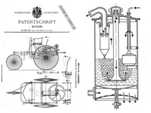 патент № 37435 Карла Бенца на первый трехколесный автомобиль с бензиновым двигателем