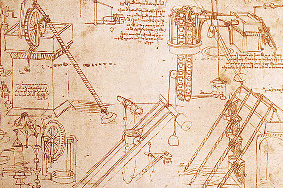 Эскизы Леонардо да Винчи, посвященные гидравлическим механизмам и устройствам